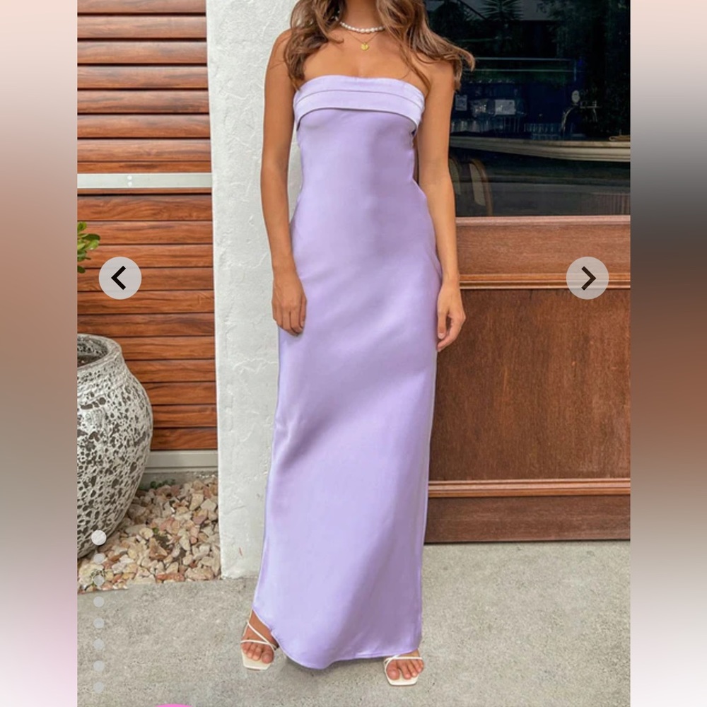 RUN TO THE TOP SATIN MAXI DRESS LAVENDER